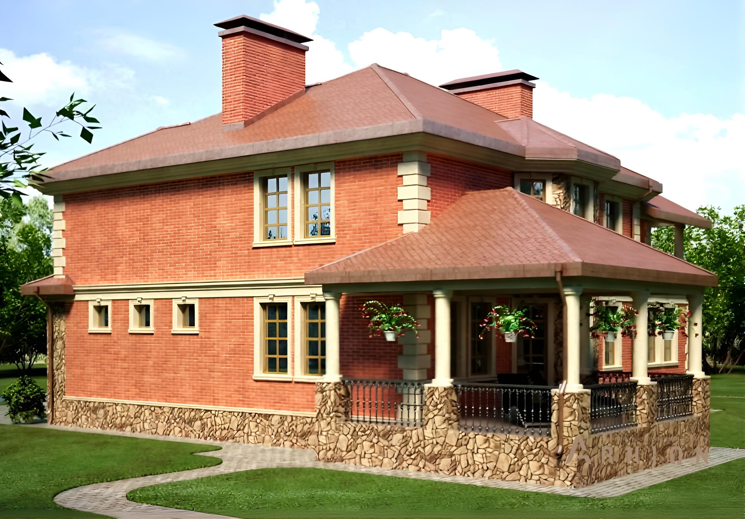 4. Проект двухэтажного дома в классическом стиле с многоскатной кровлей, cp-35-89, площадью - 290 кв c терассой, гаражом